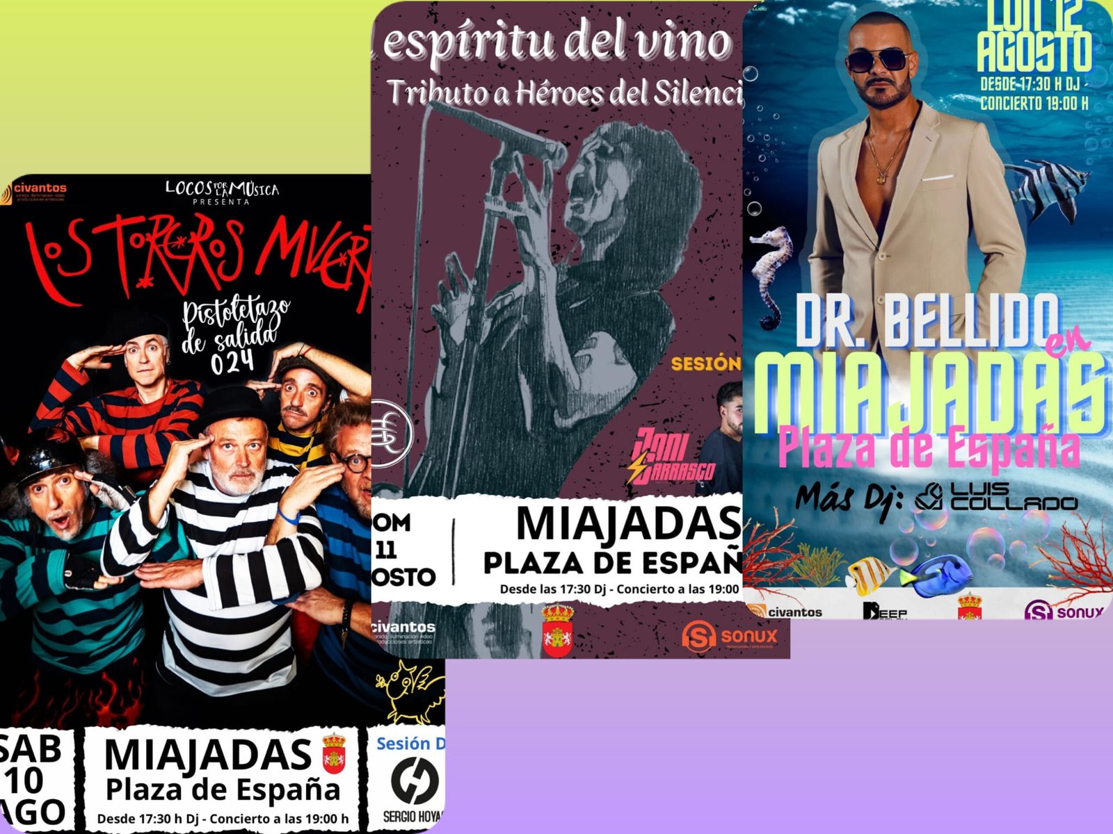 Los conciertos de dia en Miajadas con Toreros Muertos, Dr. Bellido y Tributo a Héroes del Silencio