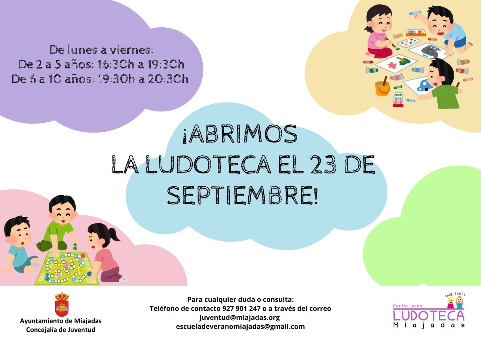 Nueva temporada de la Ludoteca Municipal comienza el próximo lunes con actividades emocionantes para niños y niñas.