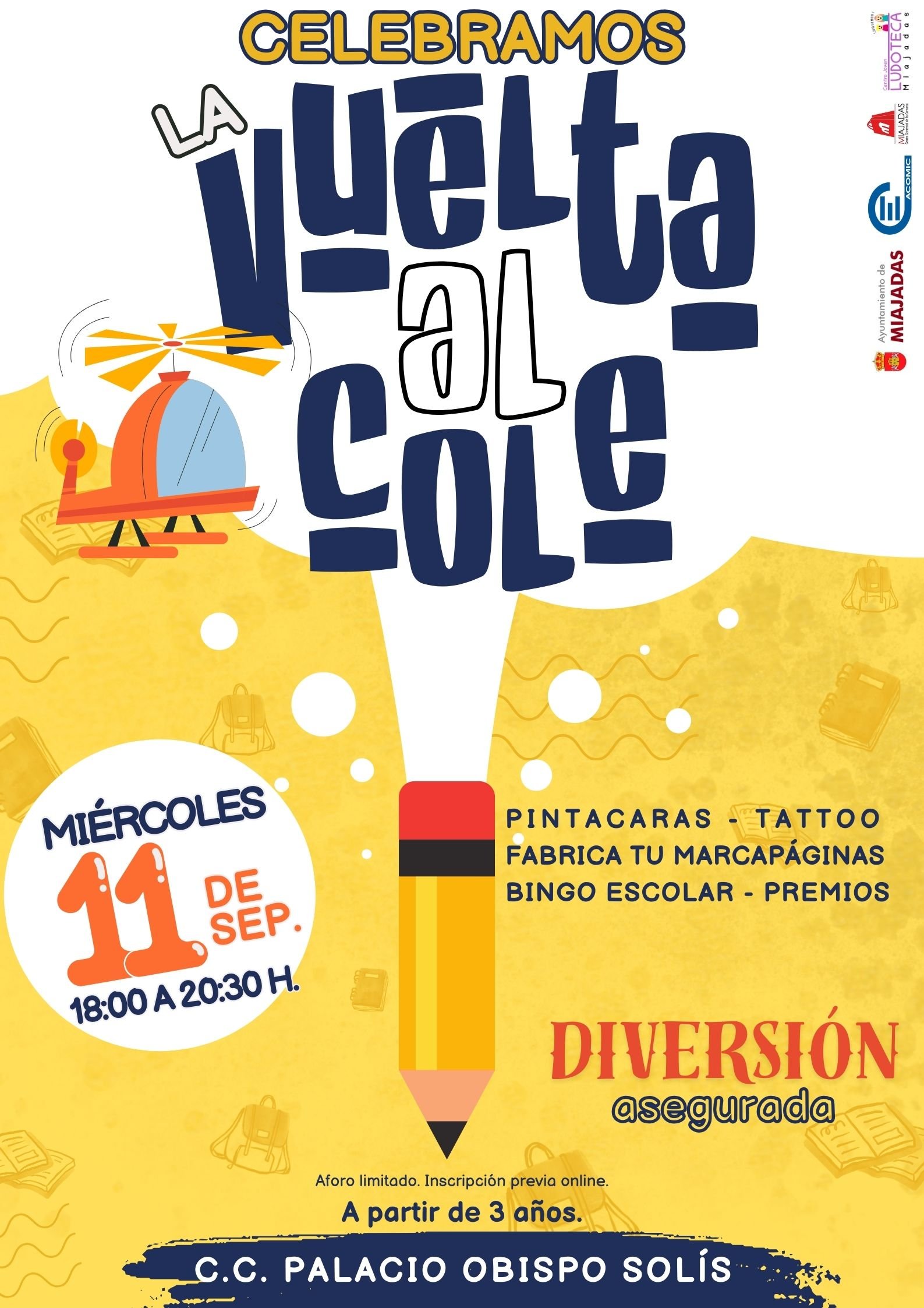Miajadas celebra la Vuelta al Cole el miércoles 11 de septiembre con diversas actividades lúdicas.