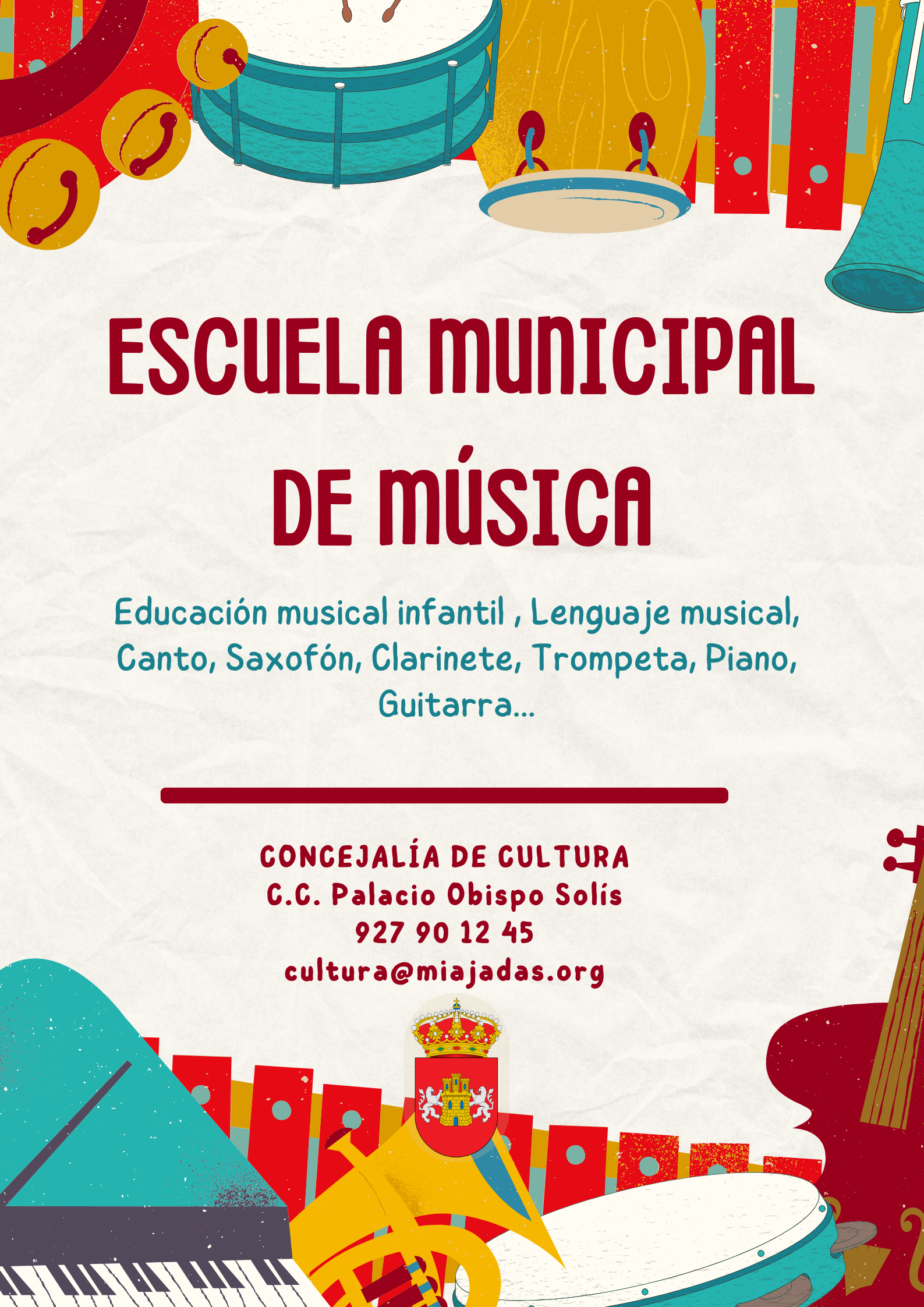 Abierto el plazo de inscripción para el Curso 2024 – 2025 en la Escuela Municipal de Música de Miajadas