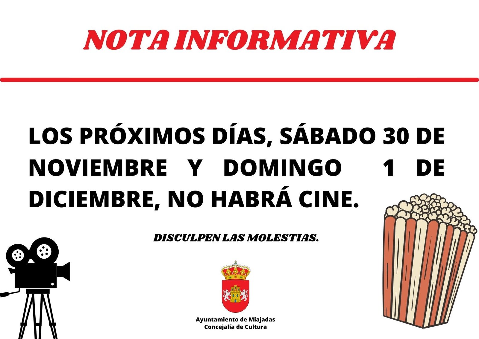 Este fin de semana NO habrá Cine Municipal: ¡Descubre otras emocionantes actividades culturales