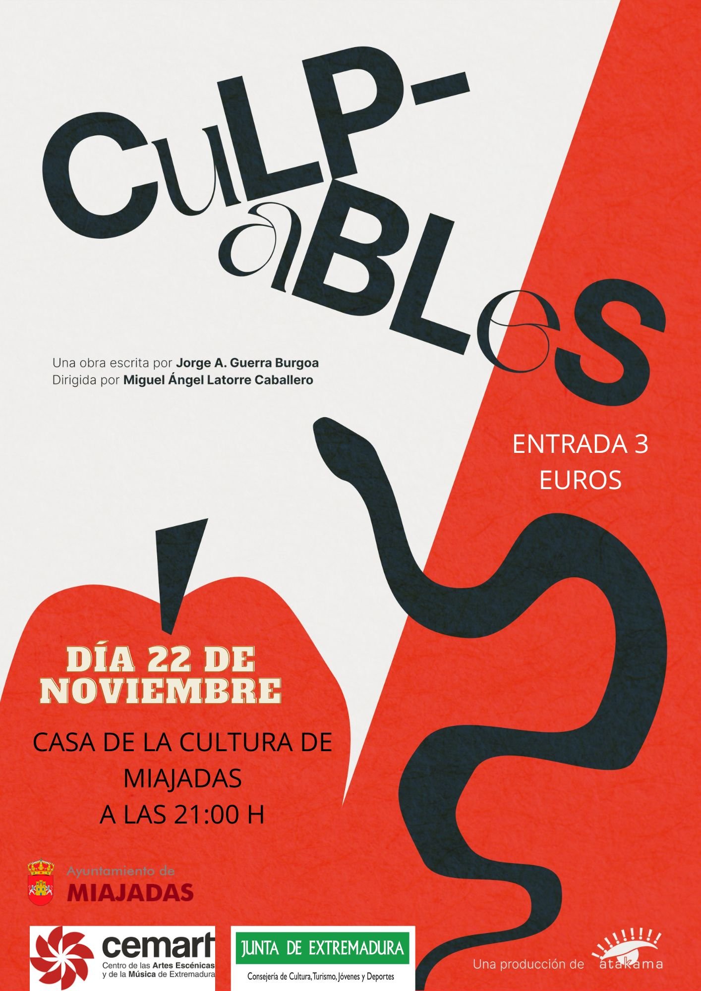 «La obra ‘Culpables’ llega a Miajadas el viernes 22 de noviembre, un evento teatral inolvidable»