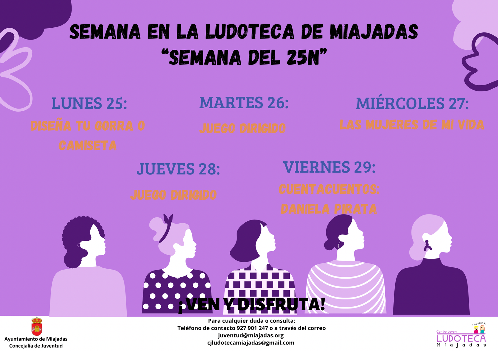 La Ludoteca organiza una semana de actividades conmemorativas para el Día Internacional contra la Violencia hacia las Mujeres.