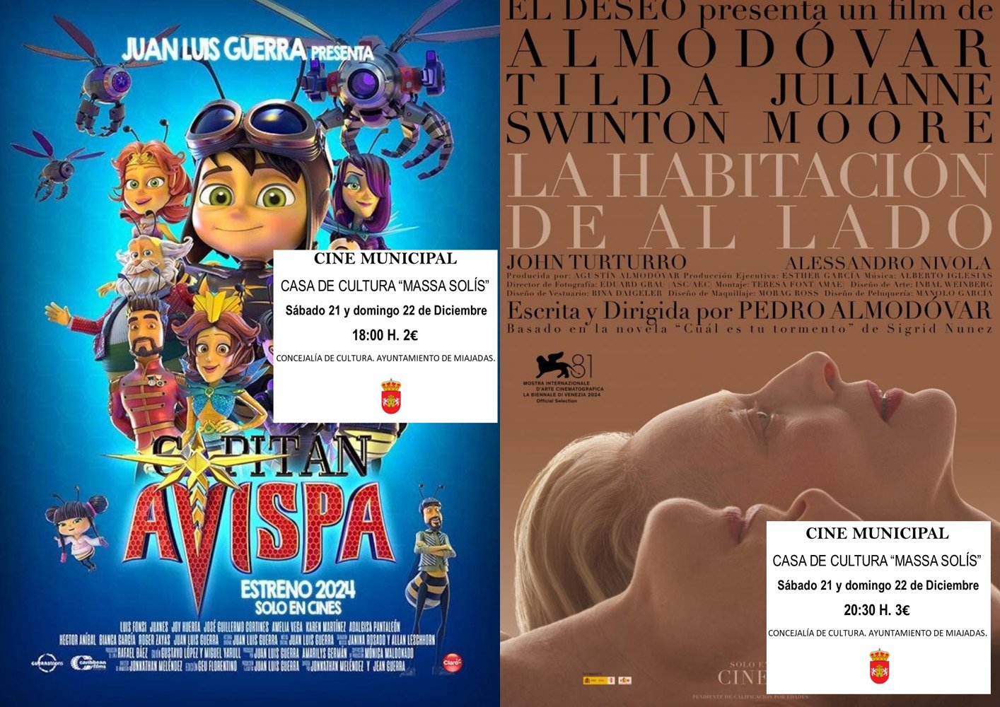 Cartelera de cine para este fin de semana: «Capitán Avispa» y «La Habitación de al lado»