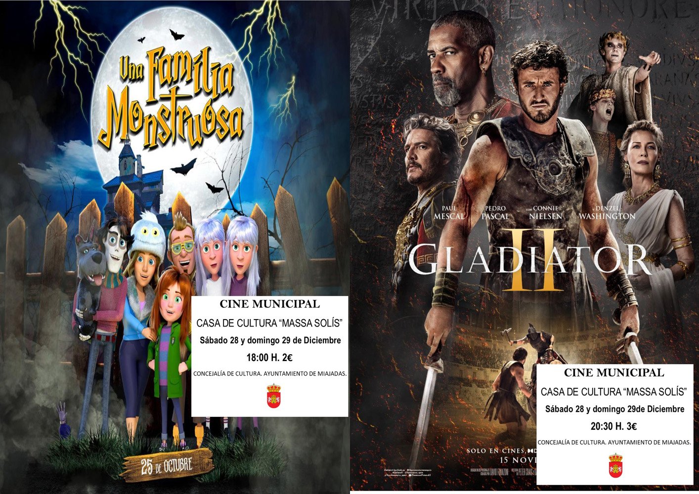Cartelera de cine para este fin de semana: «Una familia monstruosa» y «Gladiator II»