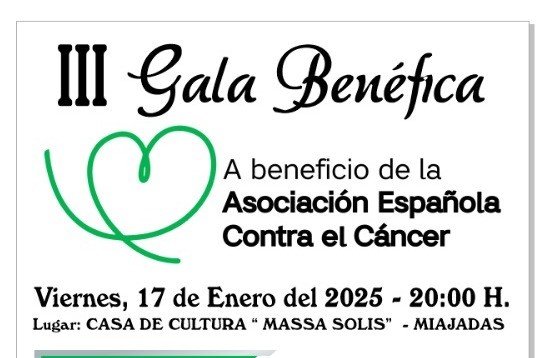 La Asociación Española Contra el Cáncer de Miajadas celebra su III Gala Benéfica en apoyo a la lucha contra el cáncer.