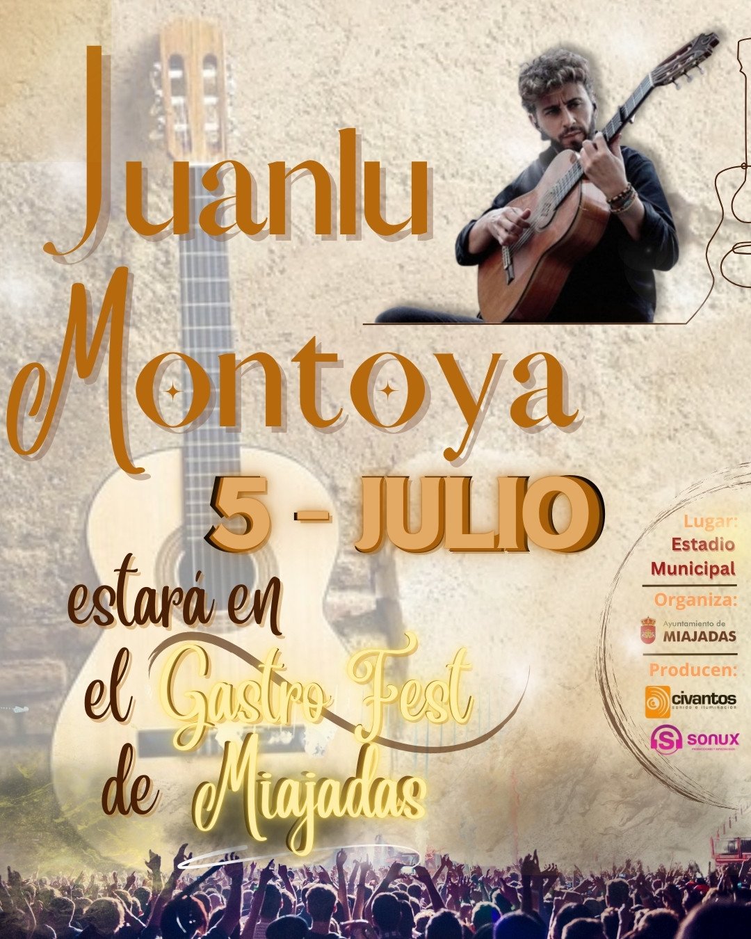 Juanlu Montoya, el tercer artista confirmado para el II Festival Gastrofest de Miajadas, 5 de julio 2025.