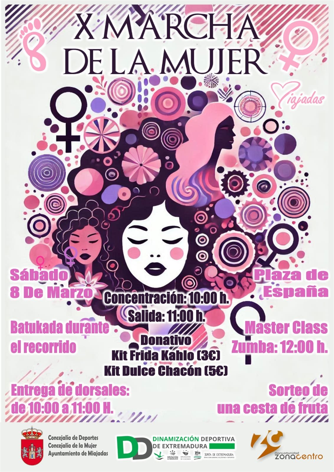 Este sábado 8 de marzo, Miajadas celebra la X edición de la Marcha Popular de la Mujer con gran participación y emoción.