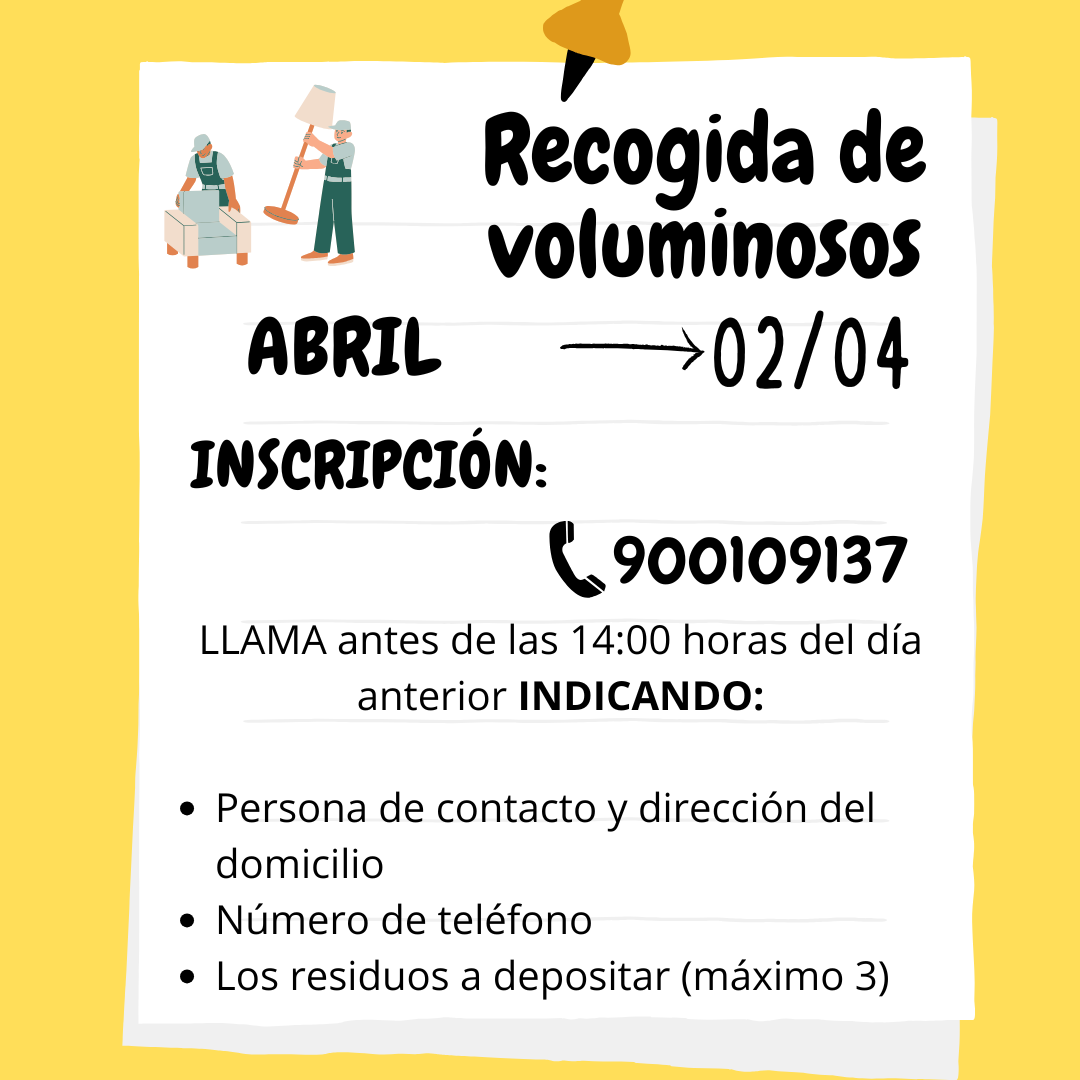 Recogida de residuos voluminosos en Miajadas: Inscripción antes del miércoles 2 de abril, 900 109 137