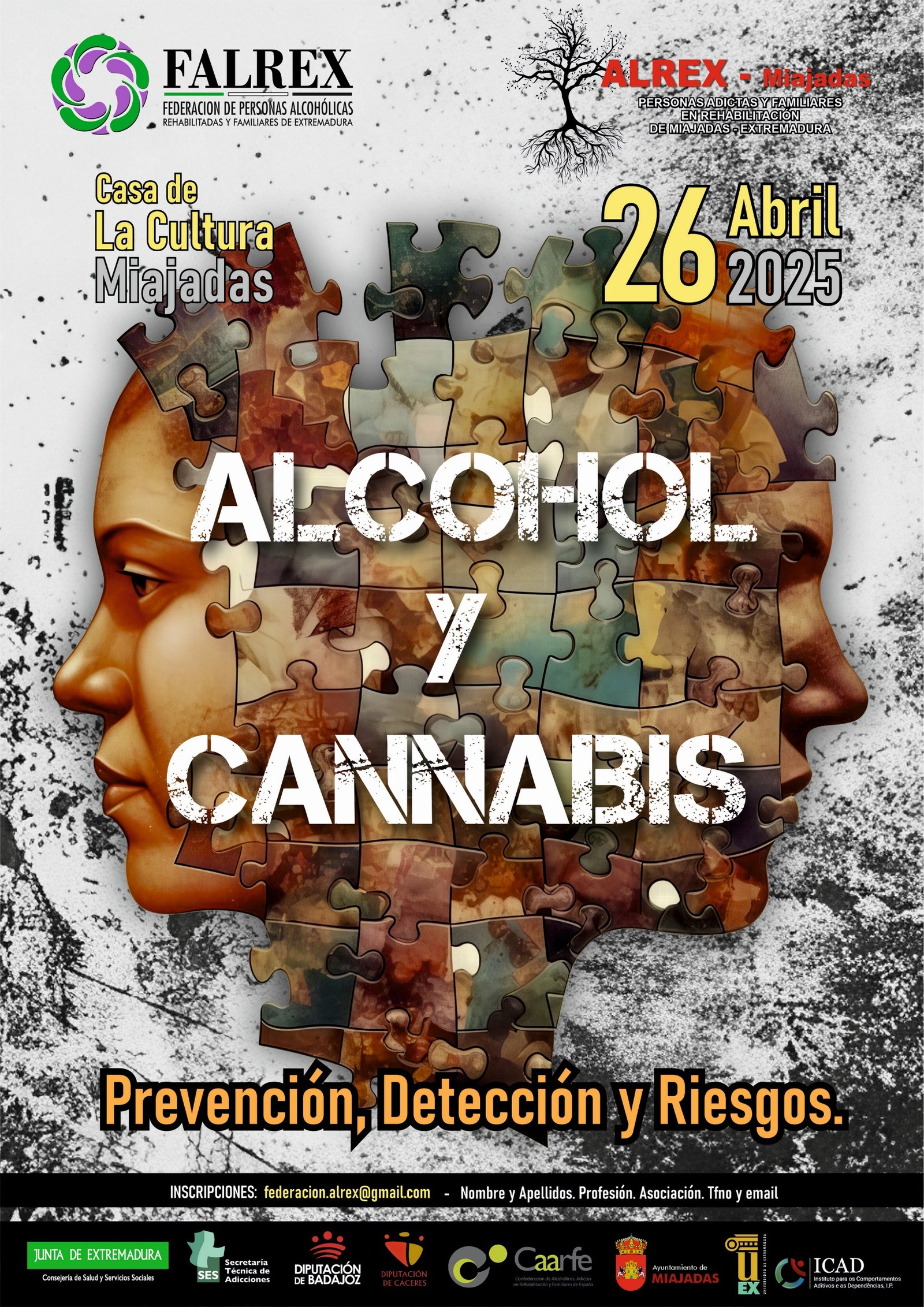 ALREX Miajadas y FALREX organizan una jornada sobre el consumo de alcohol y cannabis en Miajadas