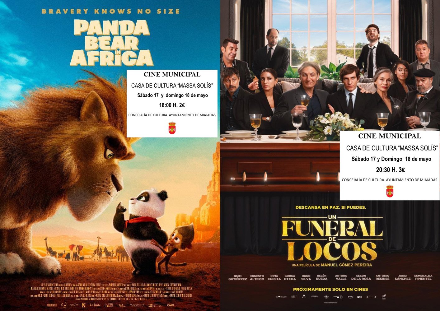 Cartelera de cine para este fin de semana: «La aventura de Panda en África» y «Un funeral de locos»