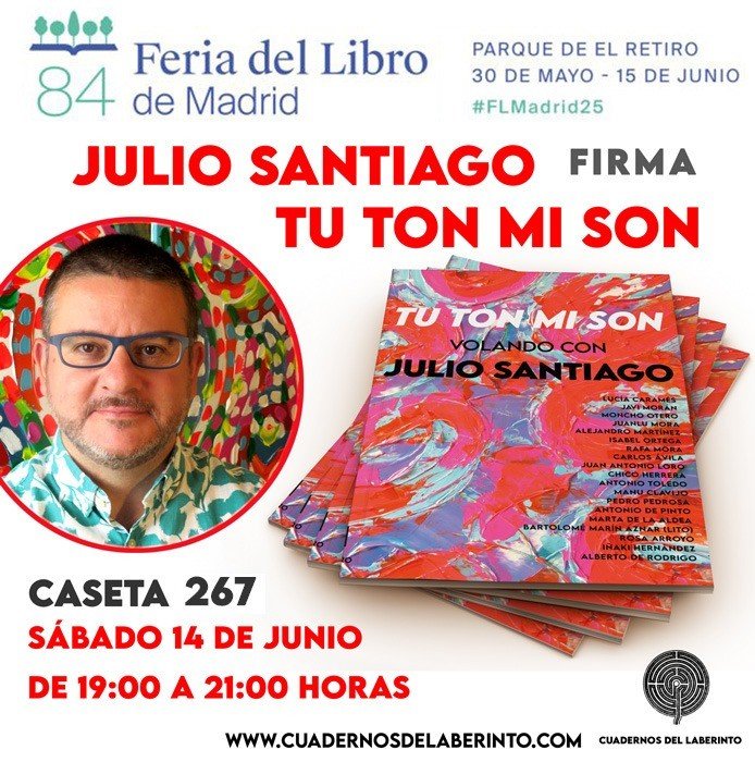 El poeta Julio Santiago de Miajadas regresa a la Feria del Libro de Madrid con su arte y poesía.