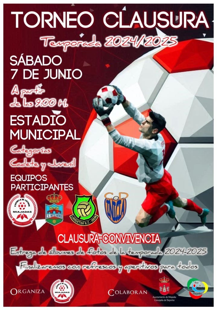 El Torneo de Clausura de Fútbol Cadetes y Juvenil se llevará a cabo este sábado 7 de junio en La Escuela de Fútbol.