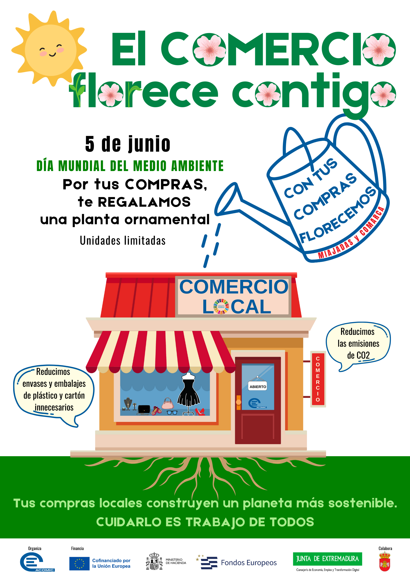 Este 5 de junio, el Comercio de Miajadas te regala una planta por tu compra, ¡celebra el Día Mundial del Medio Ambiente