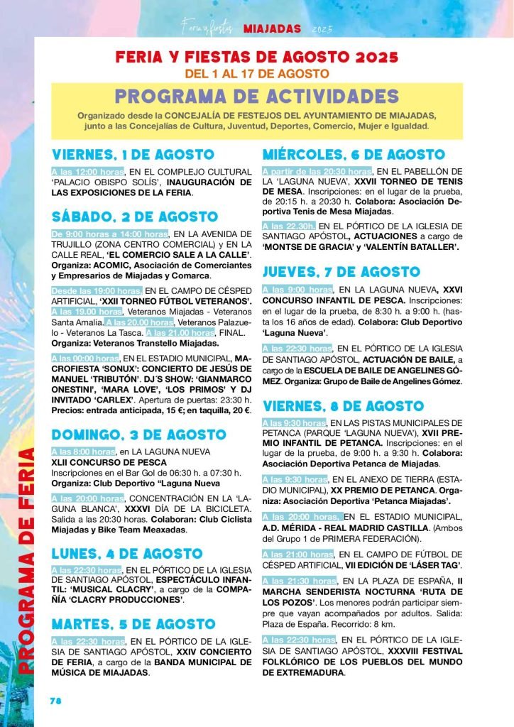 La concejala Laura Masa anuncia el completo programa de la Feria y Fiestas de Agosto 2025 en Miajadas