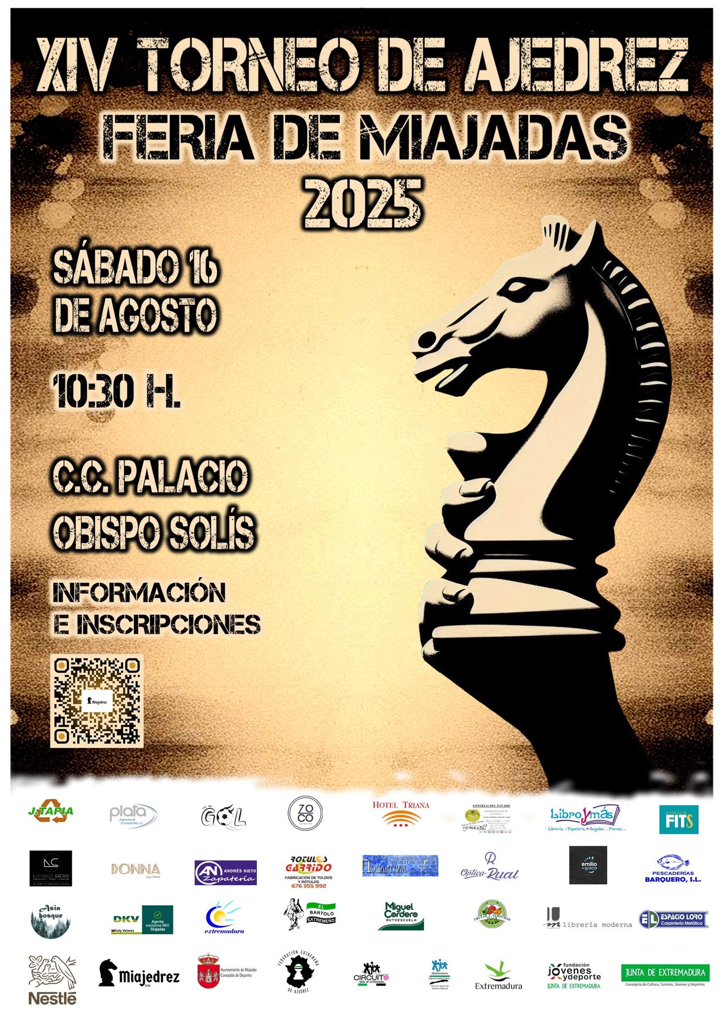 Miajadas será la sede del esperado XIV Torneo de Ajedrez Feria 2025 en el prestigioso Circuito EuroAce Sport Extremadura