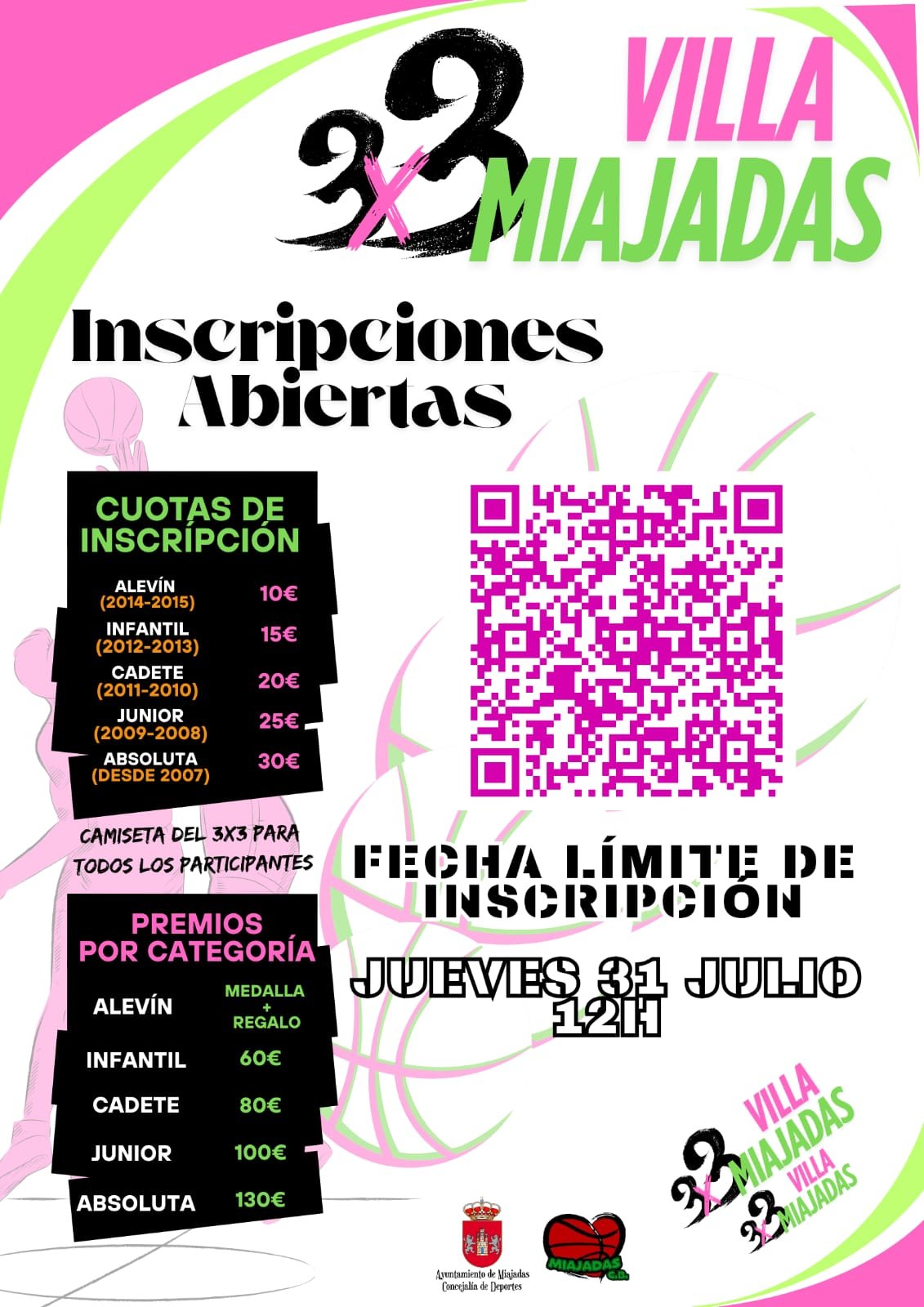 El Club Baloncesto Miajadas celebra el torneo 3×3 Villa de Miajadas el sábado 2 de agosto