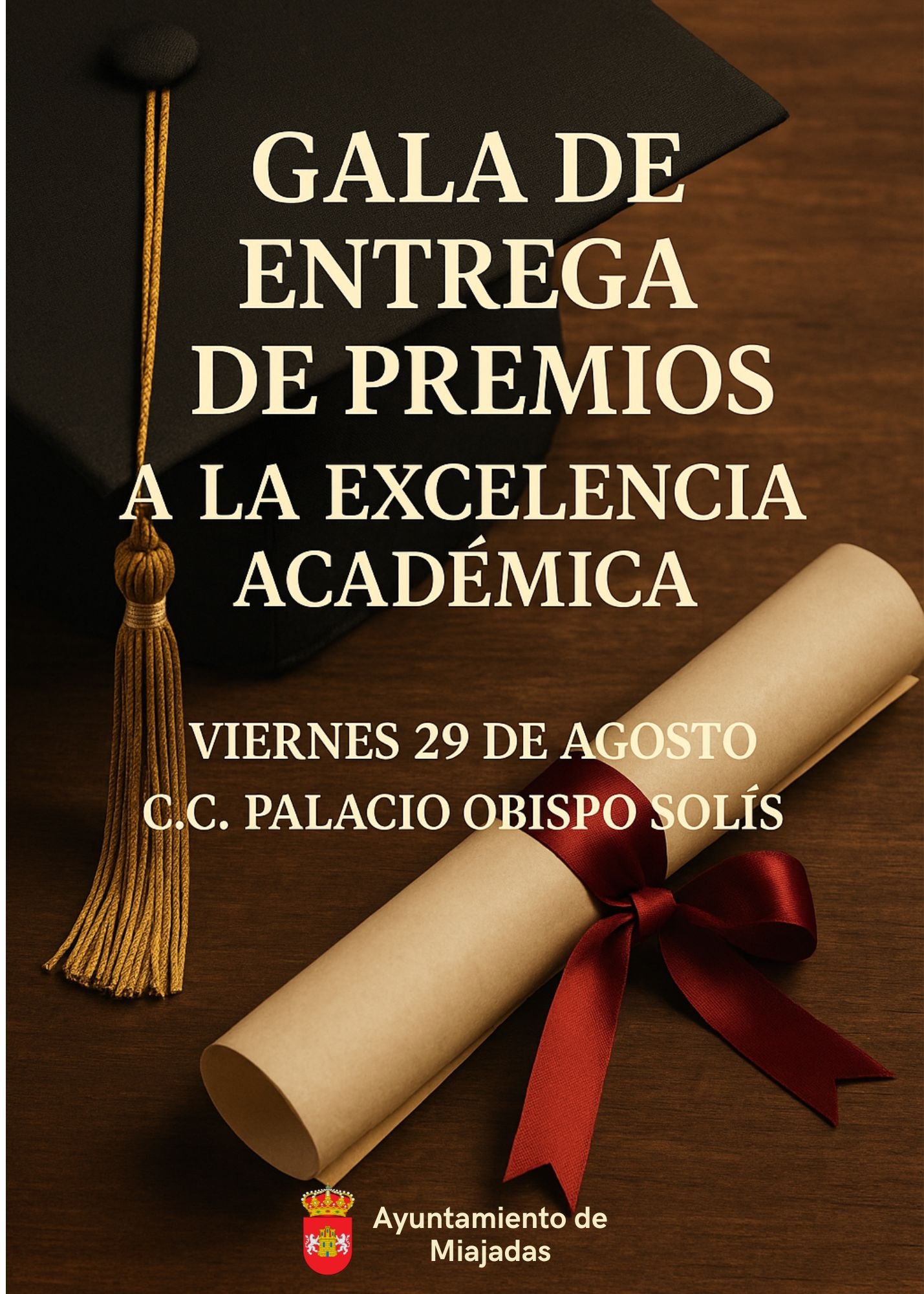 El próximo viernes 29 de agosto reconocerán a los mejores expedientes académicos locales del curso 2024/25