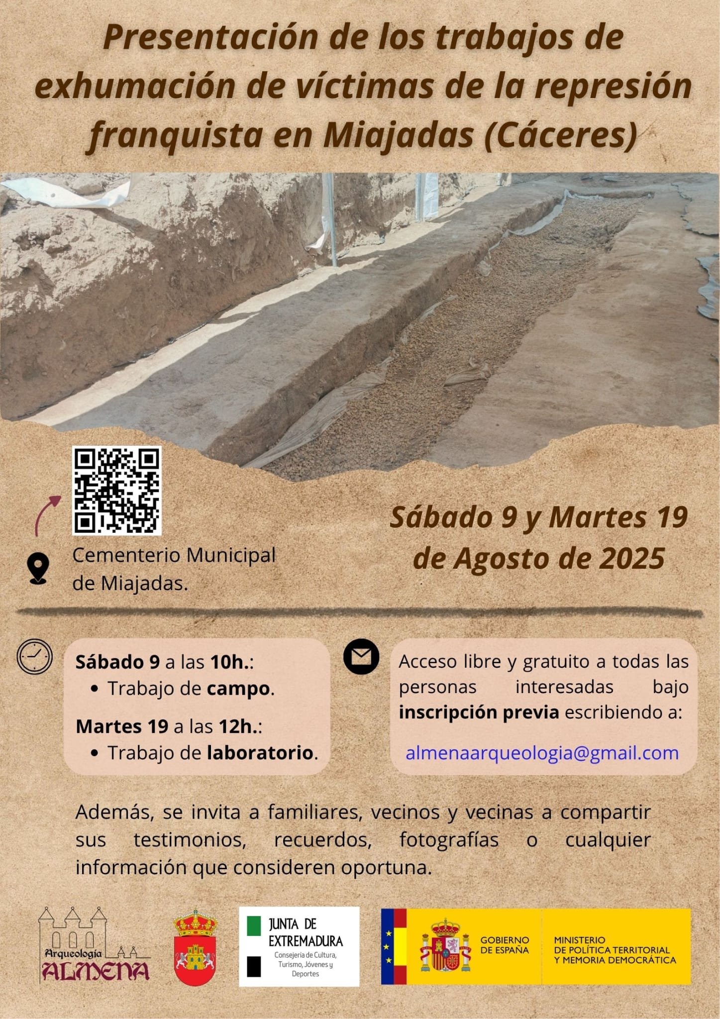 Exposición de los avances en las exhumaciones de víctimas franquistas en el cementerio de Miajadas
