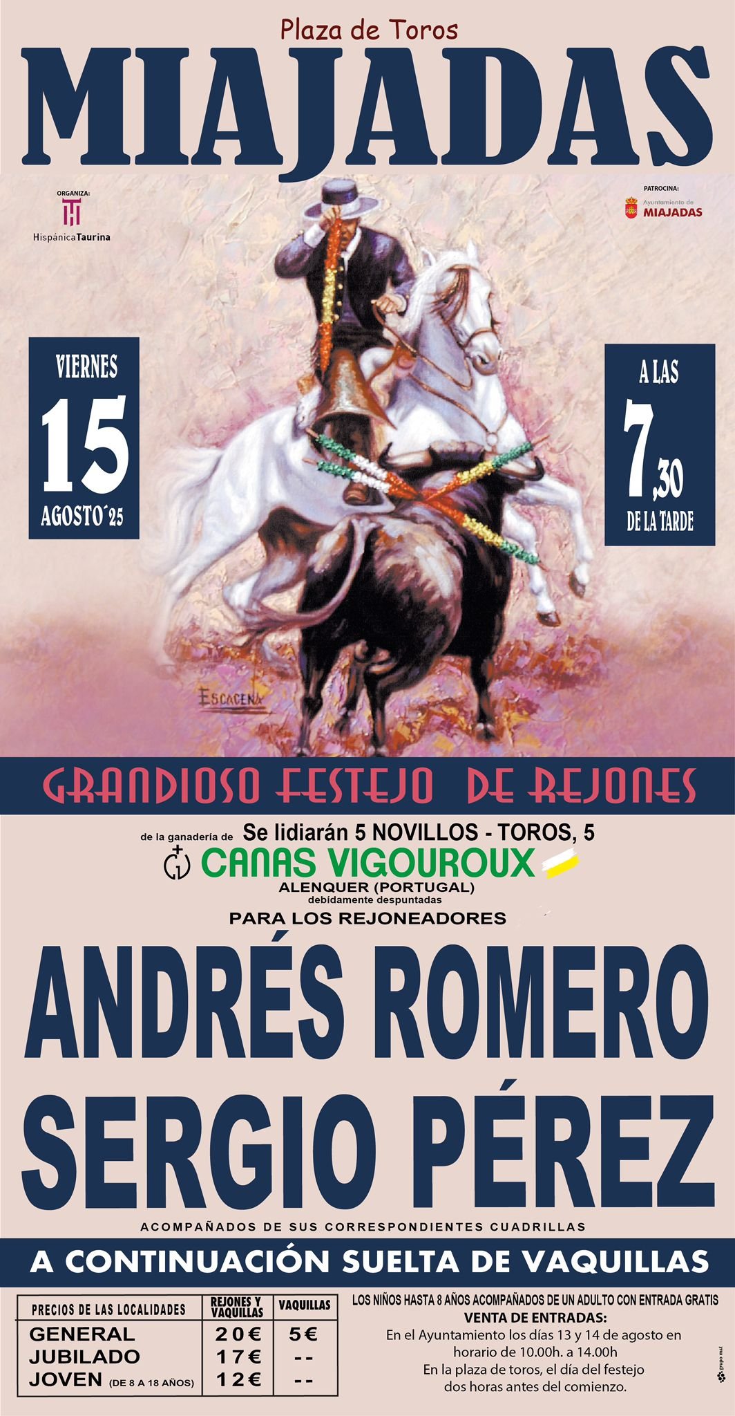 Vive el 15 de agosto en Miajadas un emocionante festejo de rejones y suelta de vaquillas