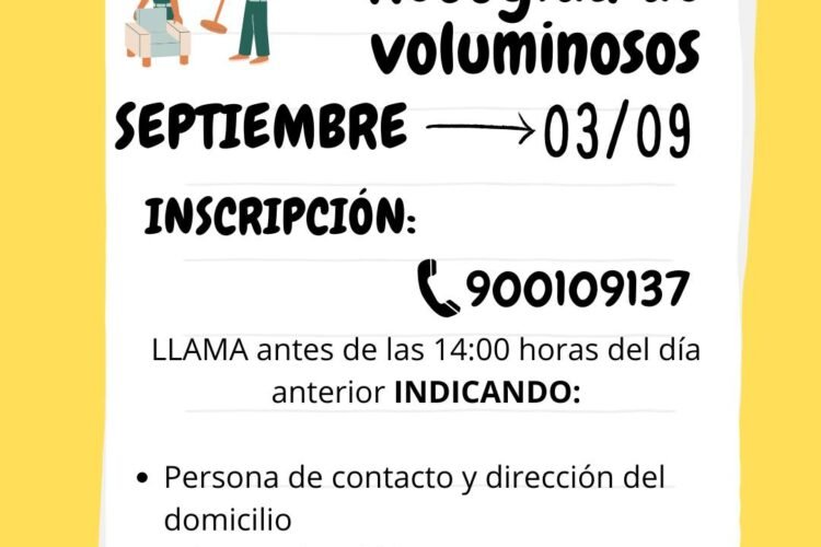 Recogida gratuita de muebles y enseres en Miajadas el miércoles 3 de septiembre con servicio oficial