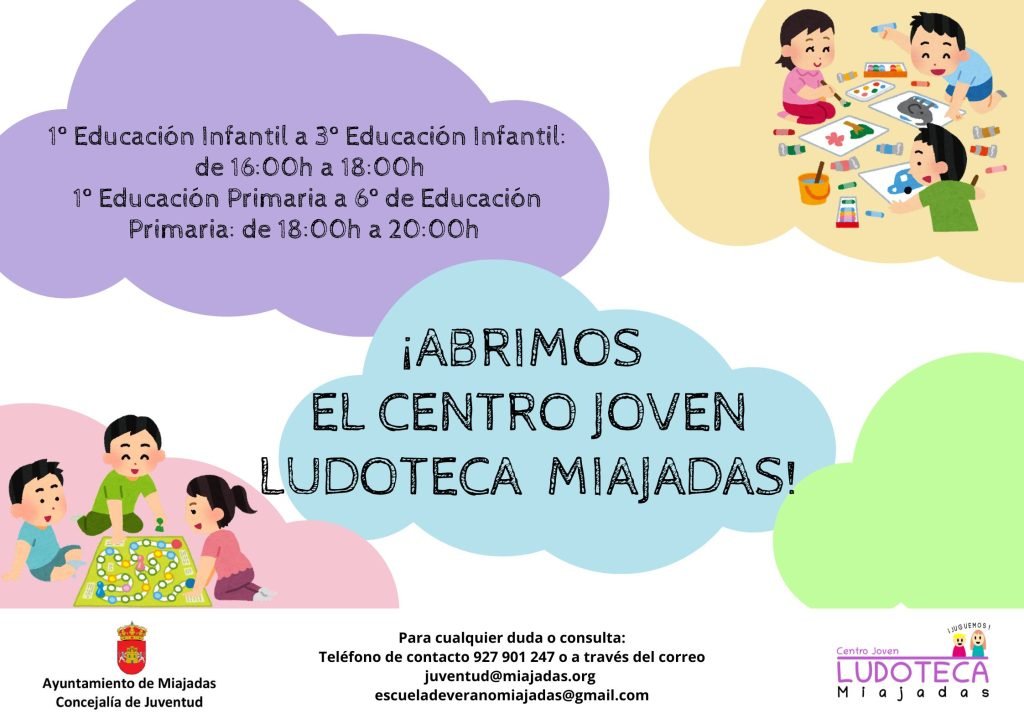 El Centro Joven Ludoteca vuelve a abrir sus puertas este lunes 22 de septiembre con novedades y diversión asegurada